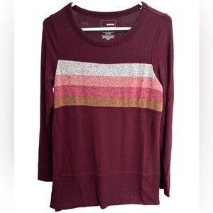 Sonoma Burgundy Striped Tunic Sweater